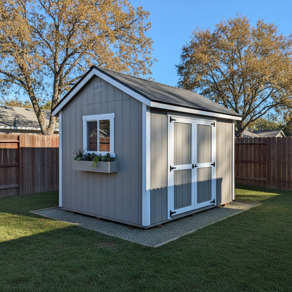 Completed shed delivery and installation work at a residential property in Oakdale, CA