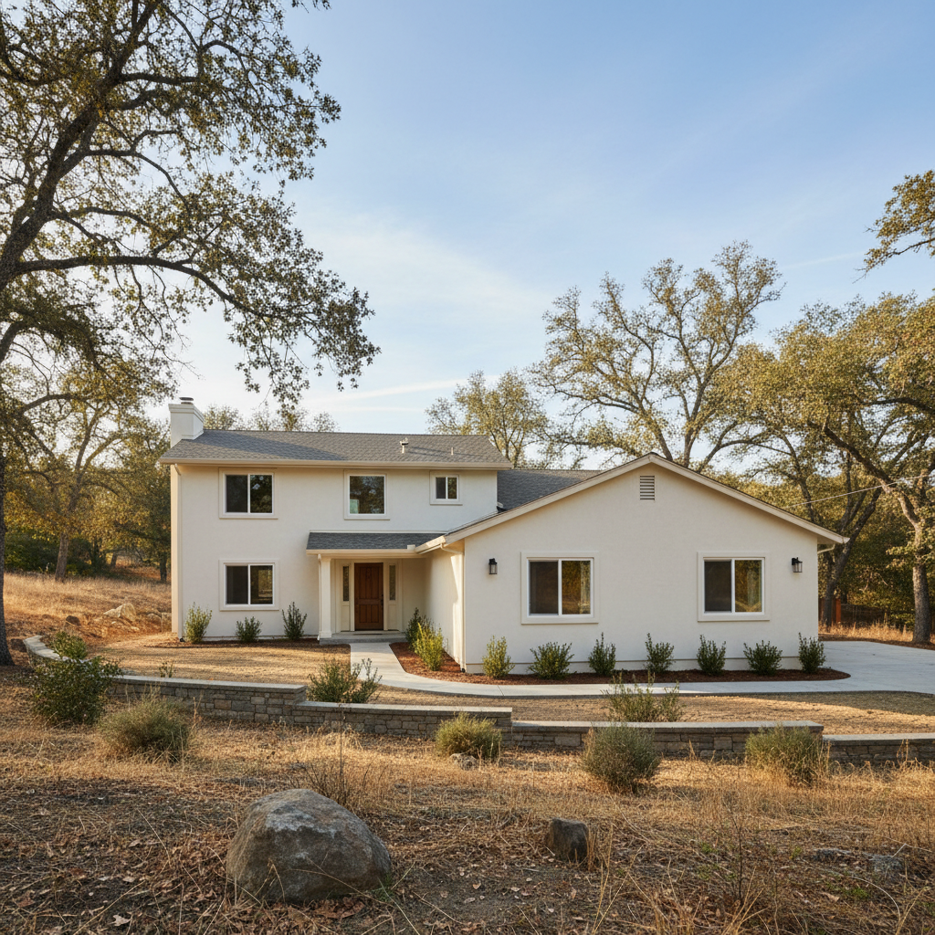 Completed stucco installation work at a residential property in Chico, CA