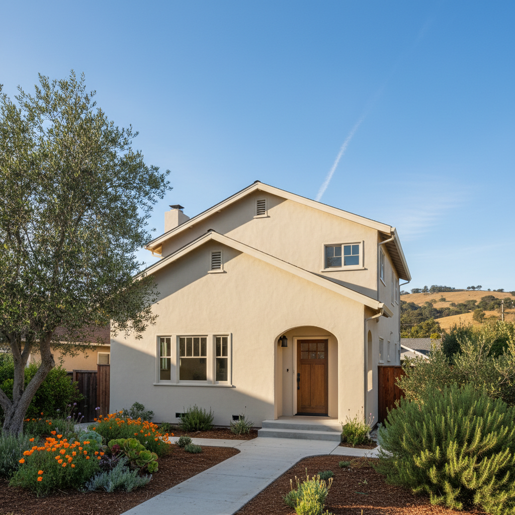 Completed residential stucco work at a residential property in Burlingame, CA
