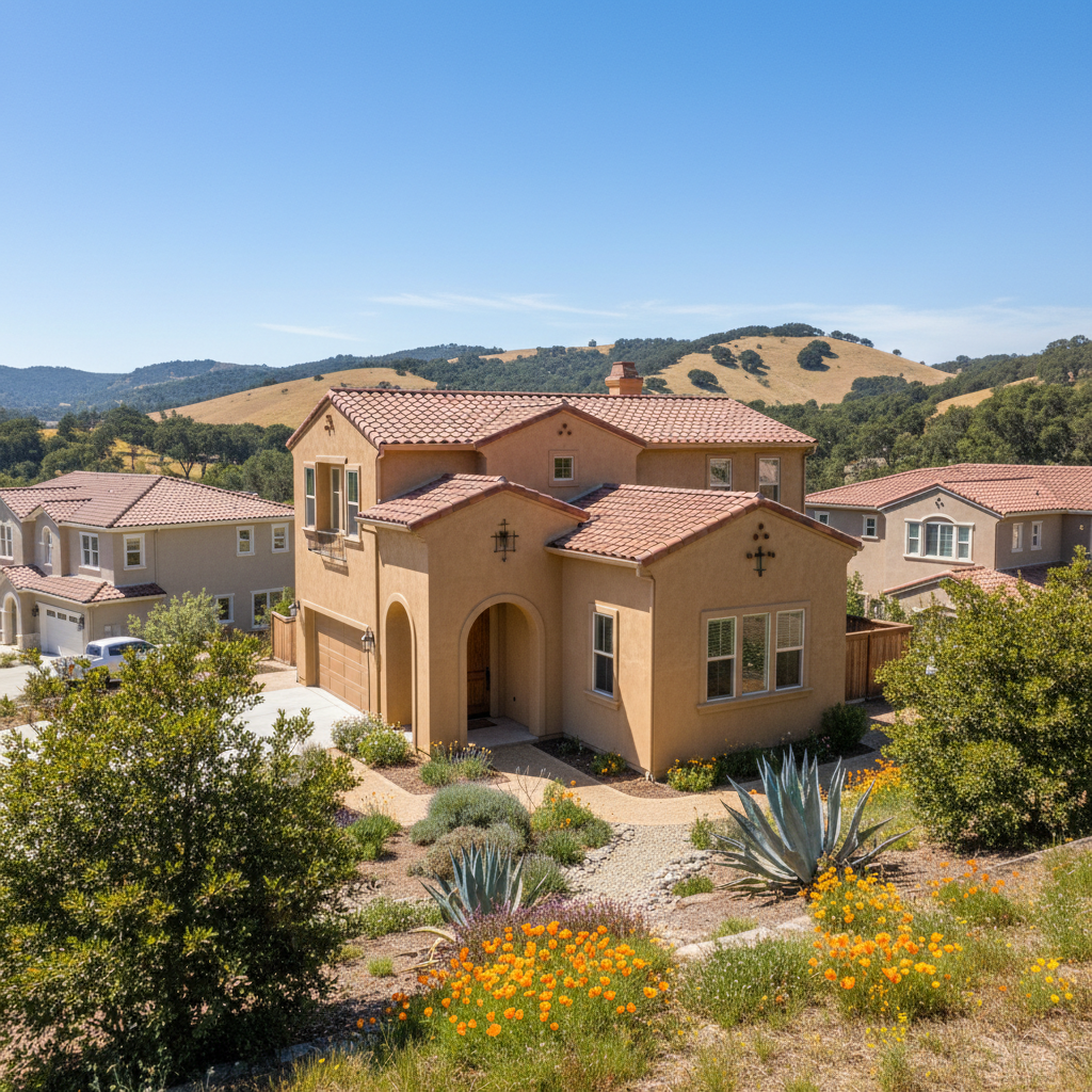 Completed stucco replacement work at a residential property in Portola Valley, CA