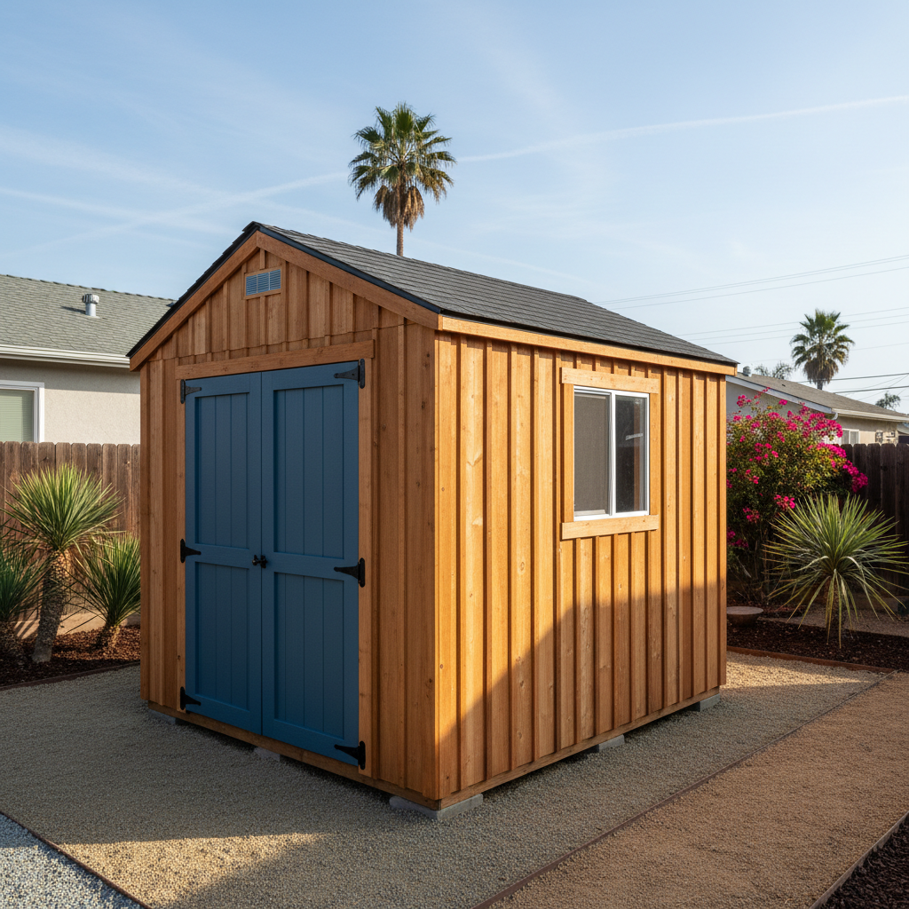 Completed storage sheds work at a residential property in Oceanside, CA