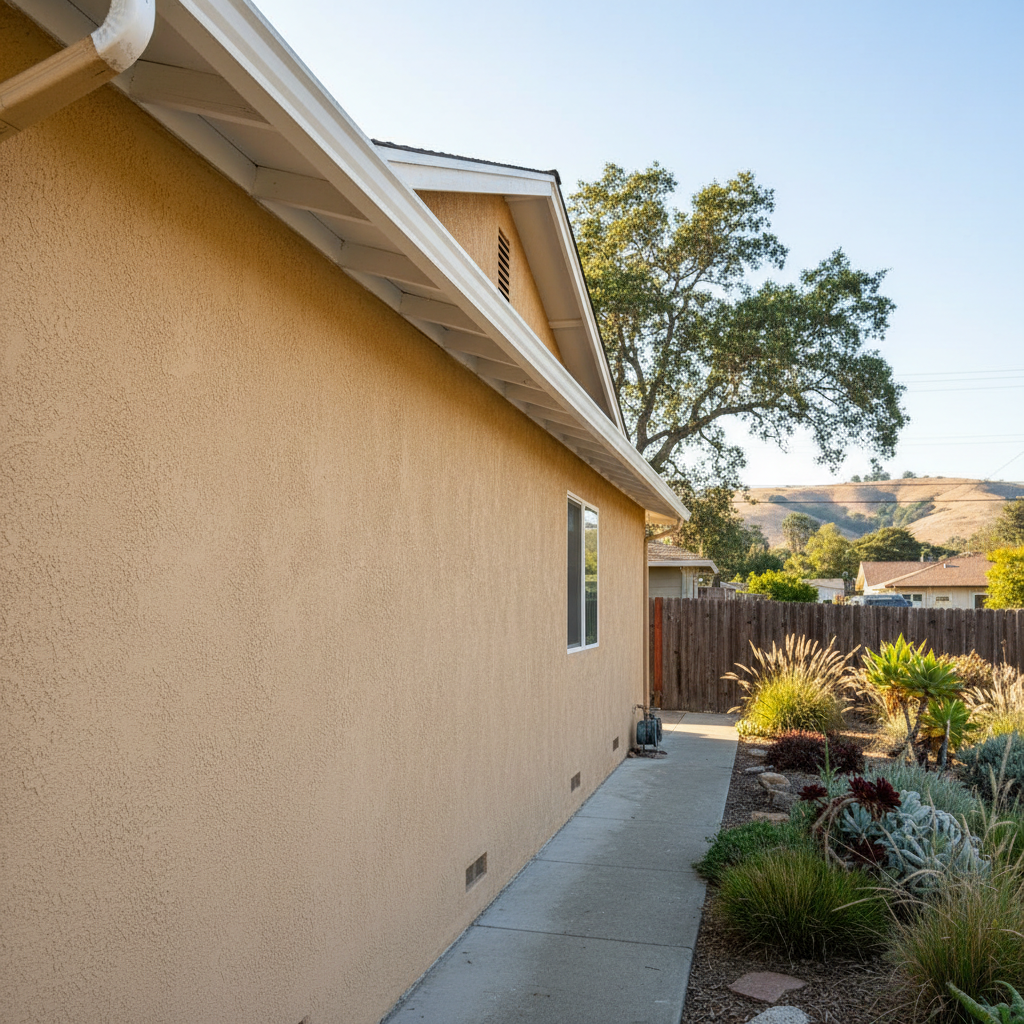 Completed stucco repair work at a residential property in Oakland, CA