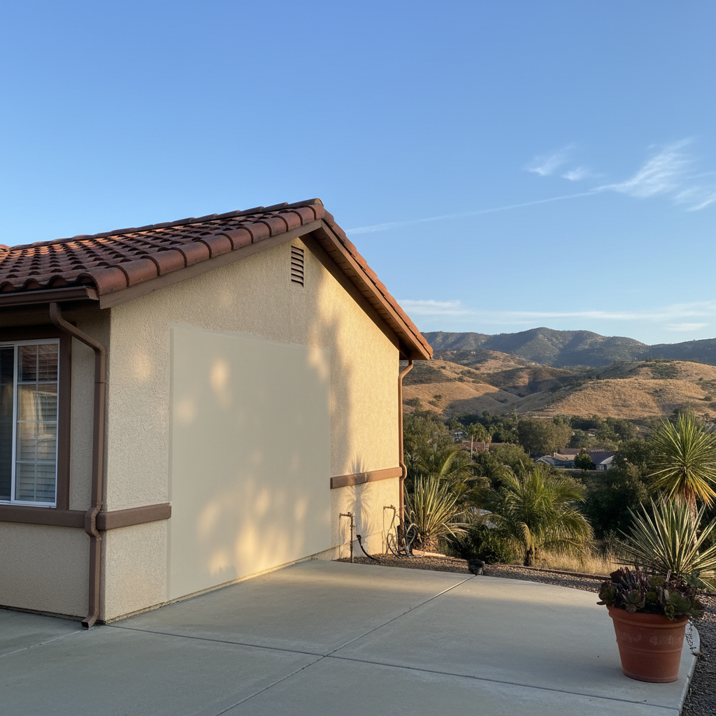 Completed stucco repair work at a residential property in Chino Hills, CA