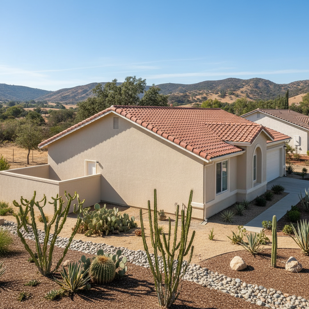Completed stucco installation work at a residential property in Rialto, CA