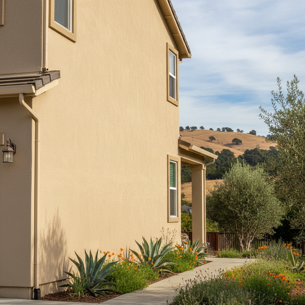 Completed stucco painting work at a residential property in Hayward, CA
