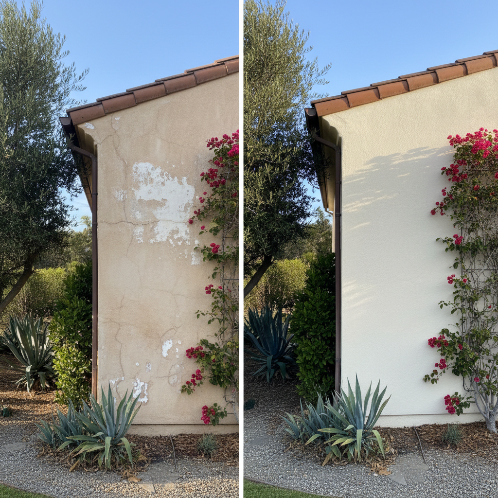 Completed stucco replacement work at a residential property in Beverly Hills, CA