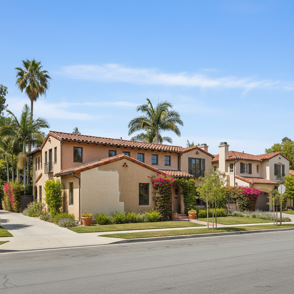 Completed stucco repair work at a residential property in Beverly Hills, CA