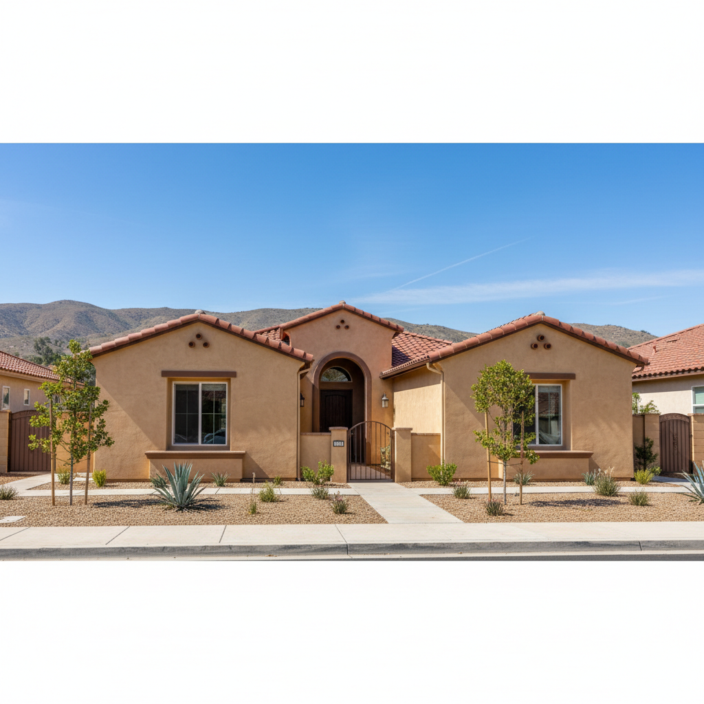 Completed residential stucco work at a residential property in Rialto, CA