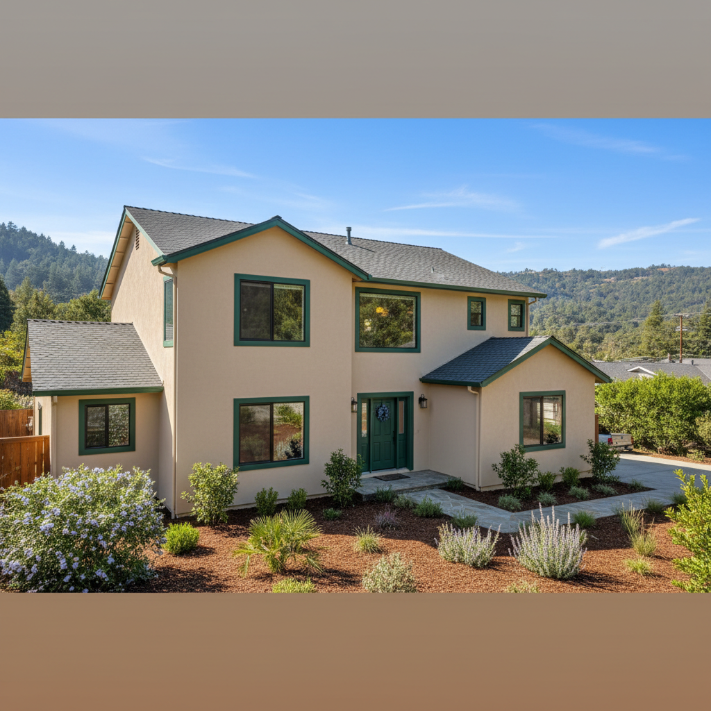 Completed stucco replacement work at a residential property in Scotts Valley, CA