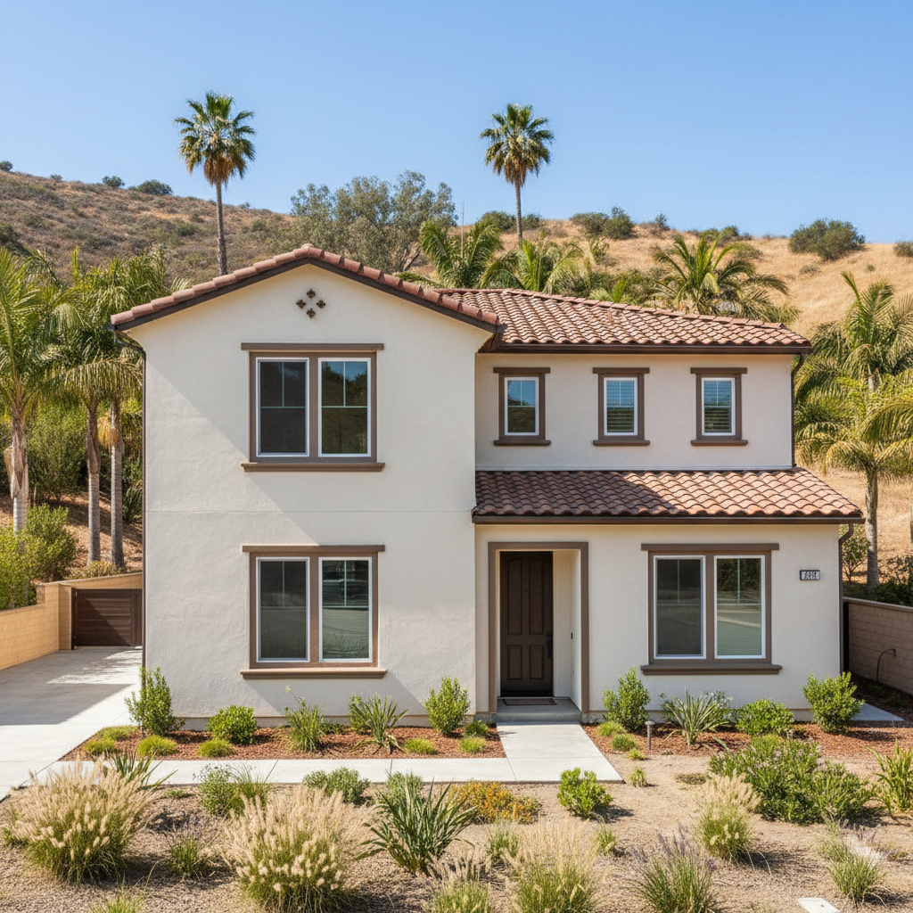 Completed residential stucco work at a residential property in Claremont, CA