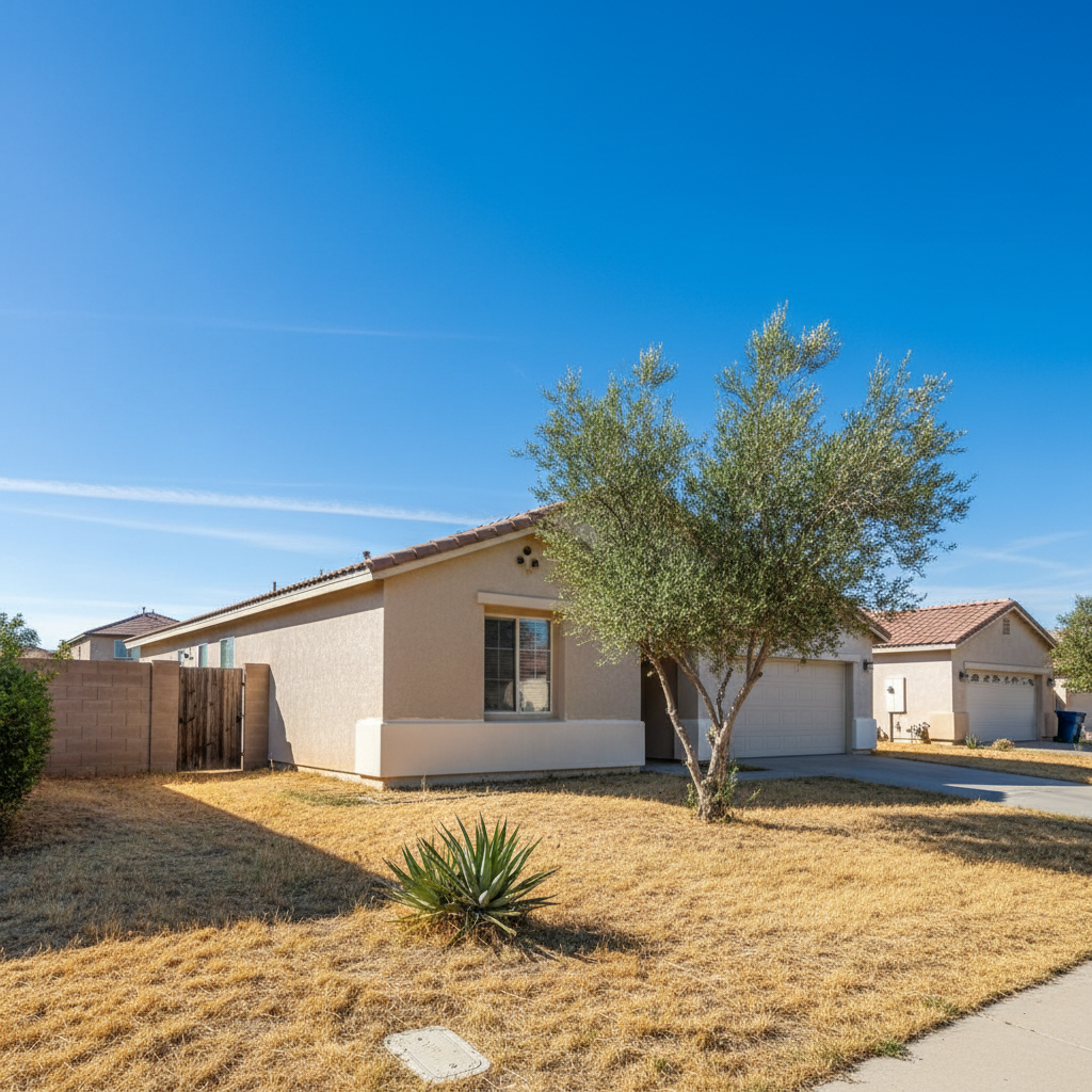 Completed stucco repair work at a residential property in Bakersfield, CA