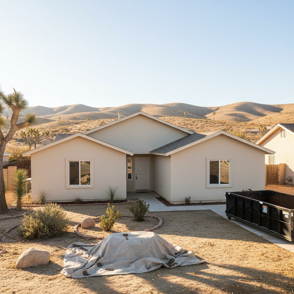 Completed stucco removal work at a residential property in Palmdale, CA