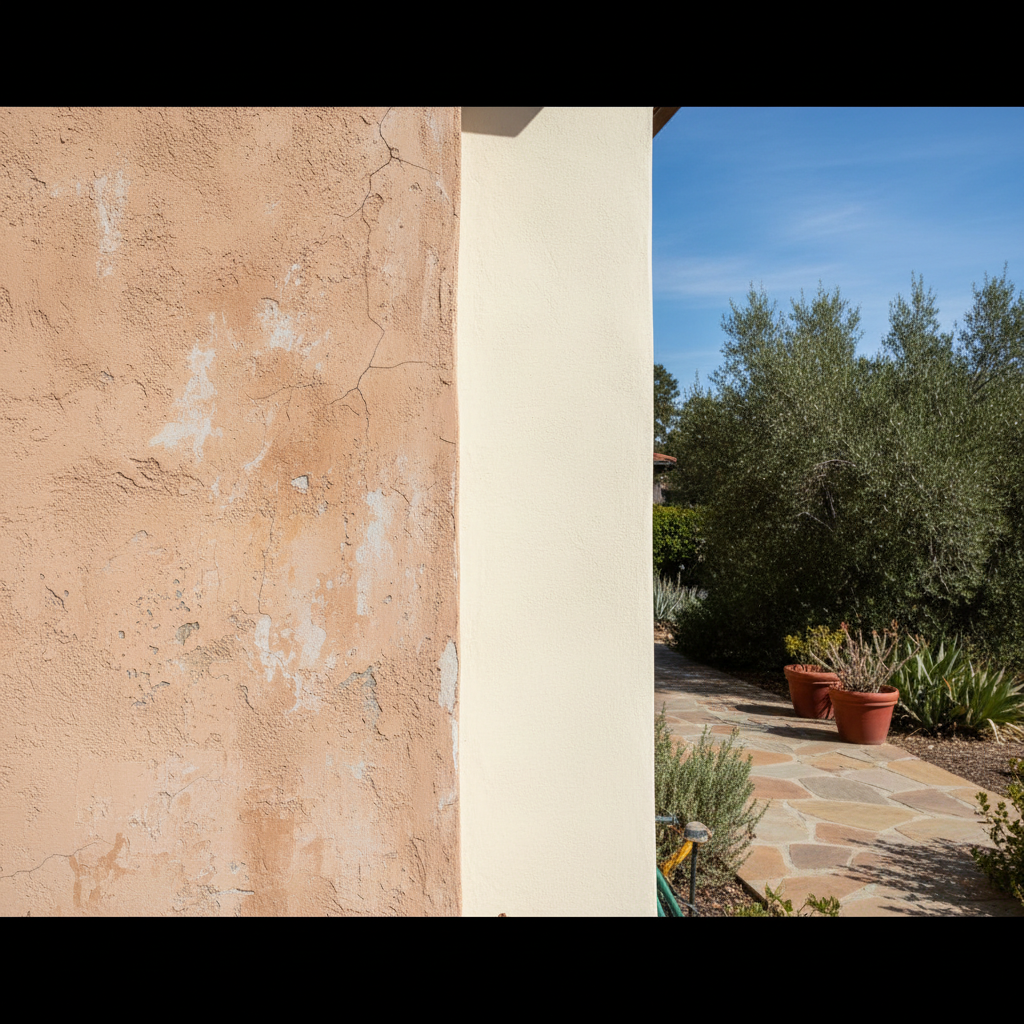 Completed stucco painting work at a residential property in Pasadena, CA