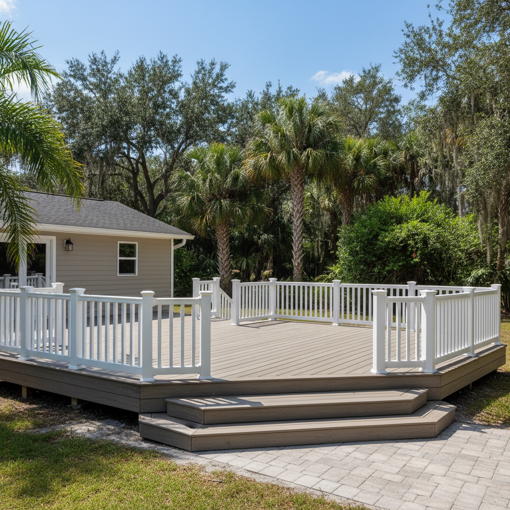 Completed composite decks work at a residential property in Cross City, FL