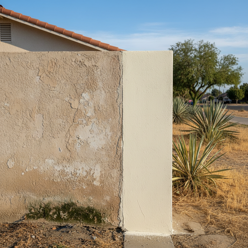 Completed commercial stucco work at a residential property in San Bernardino, CA