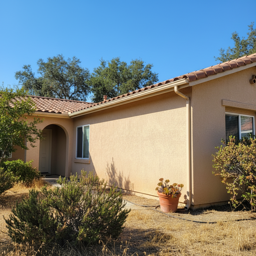 Completed stucco installation work at a residential property in Santa Clarita, CA