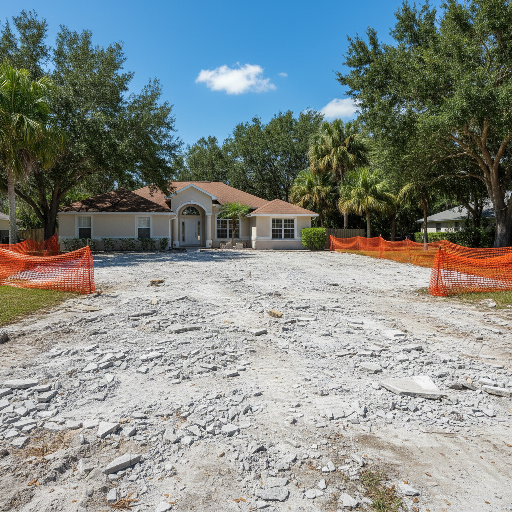 Completed concrete demolition work at a residential property in Silver Springs, FL