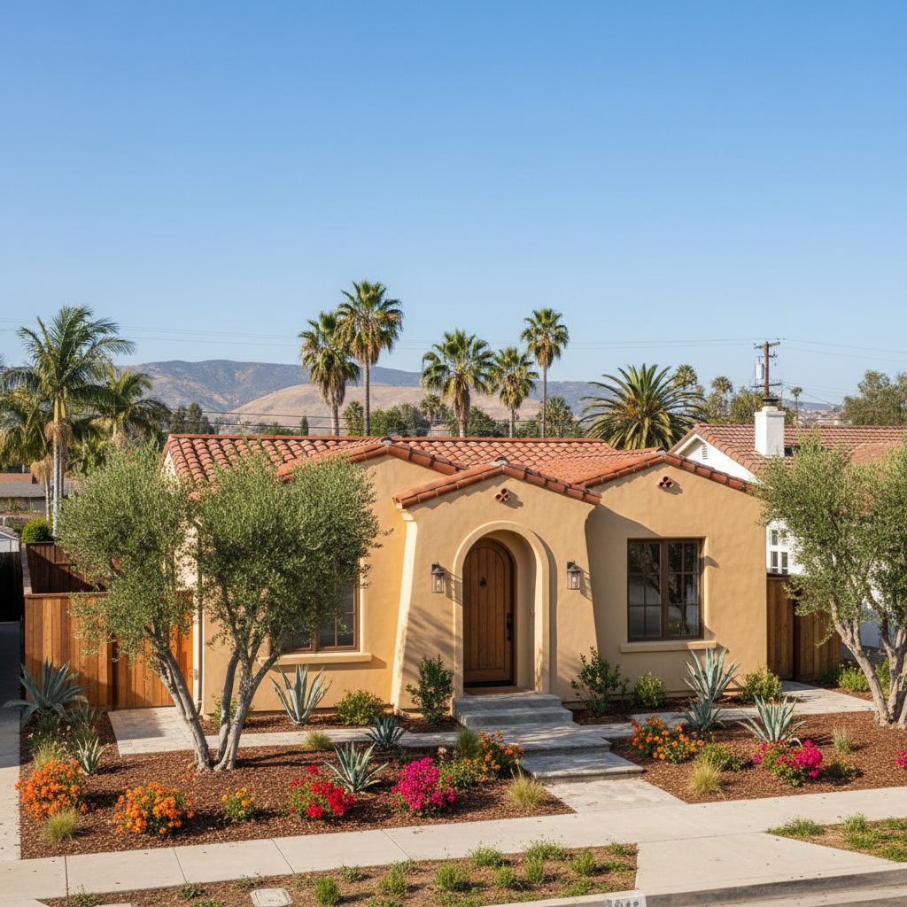 Completed residential stucco work at a residential property in Los Angeles, CA