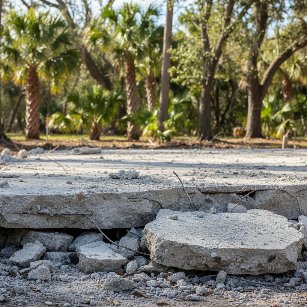 Completed concrete demolition work at a residential property in Silver Springs, FL