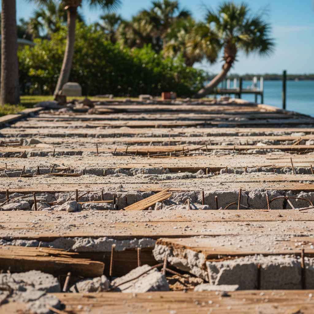 Completed dock demolition work at a residential property in Panama City, FL