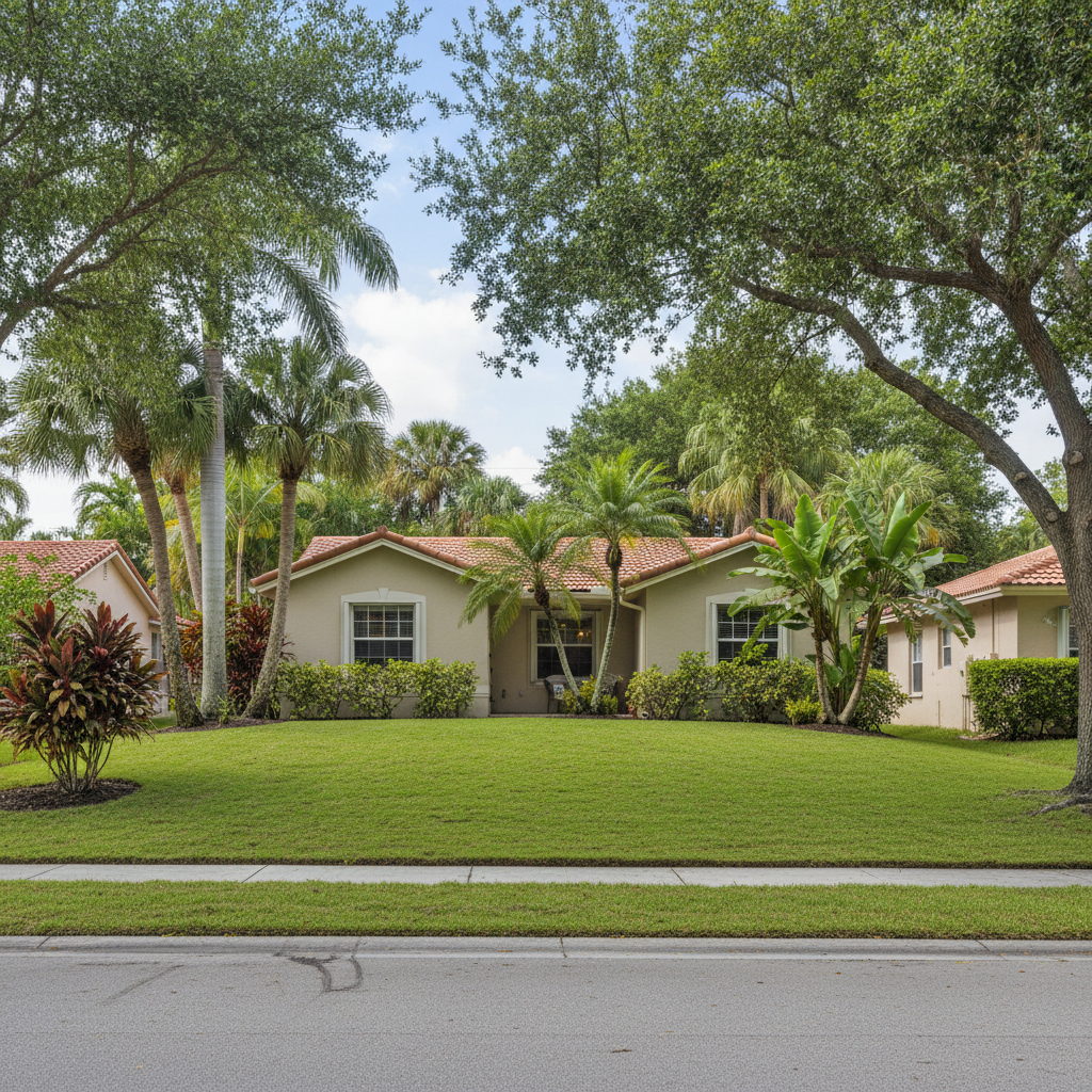 Completed lawn grading work at a residential property in Hialeah, FL