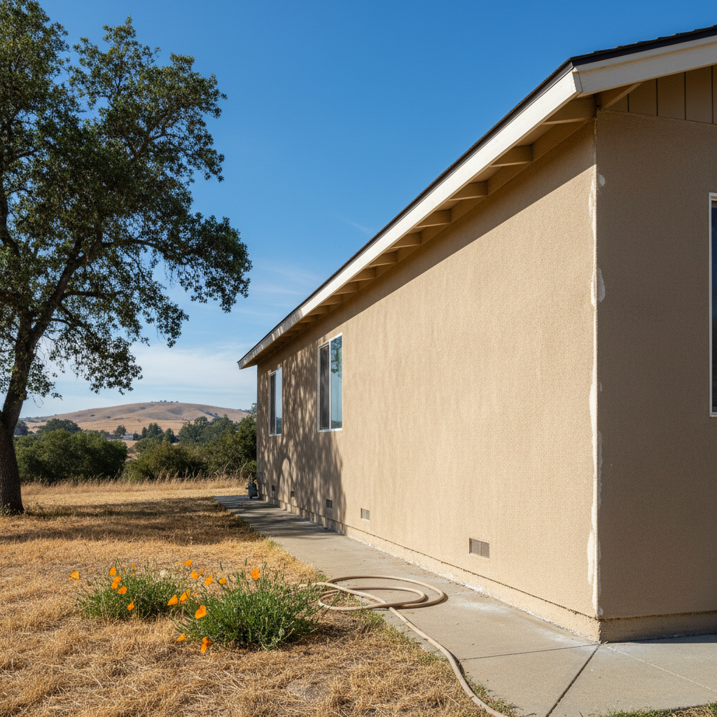 Completed stucco removal work at a residential property in Davis, CA