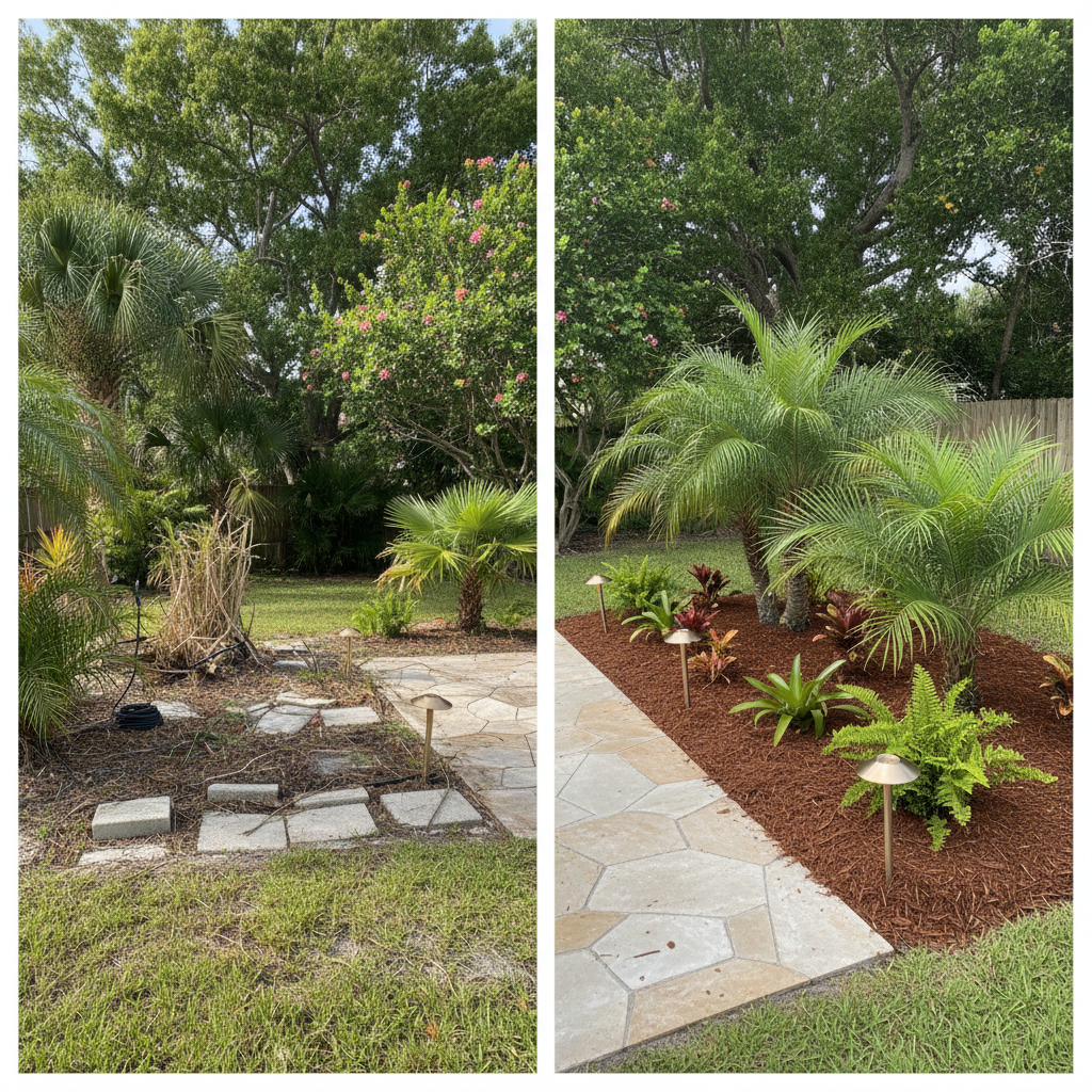 Completed landscape lighting work at a residential property in Hialeah, FL