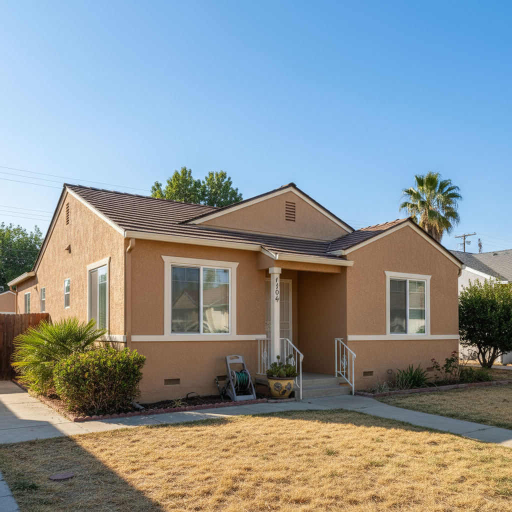 Completed stucco painting work at a residential property in Sacramento, CA