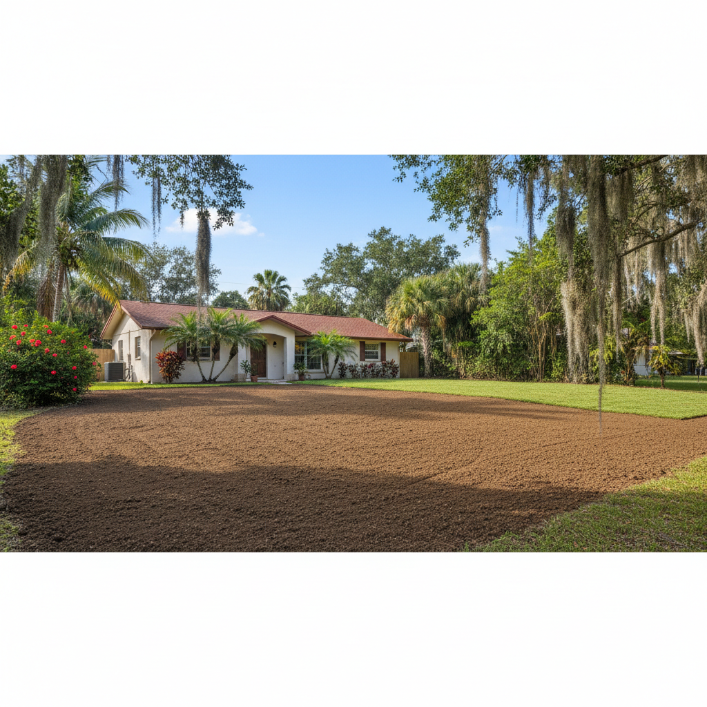 Completed lawn grading work at a residential property in Hialeah, FL