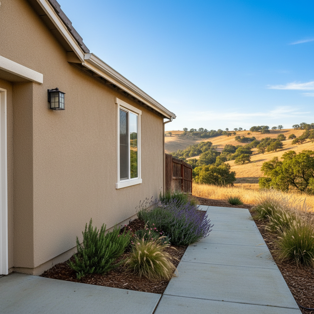 Completed stucco installation work at a residential property in Roseville, CA