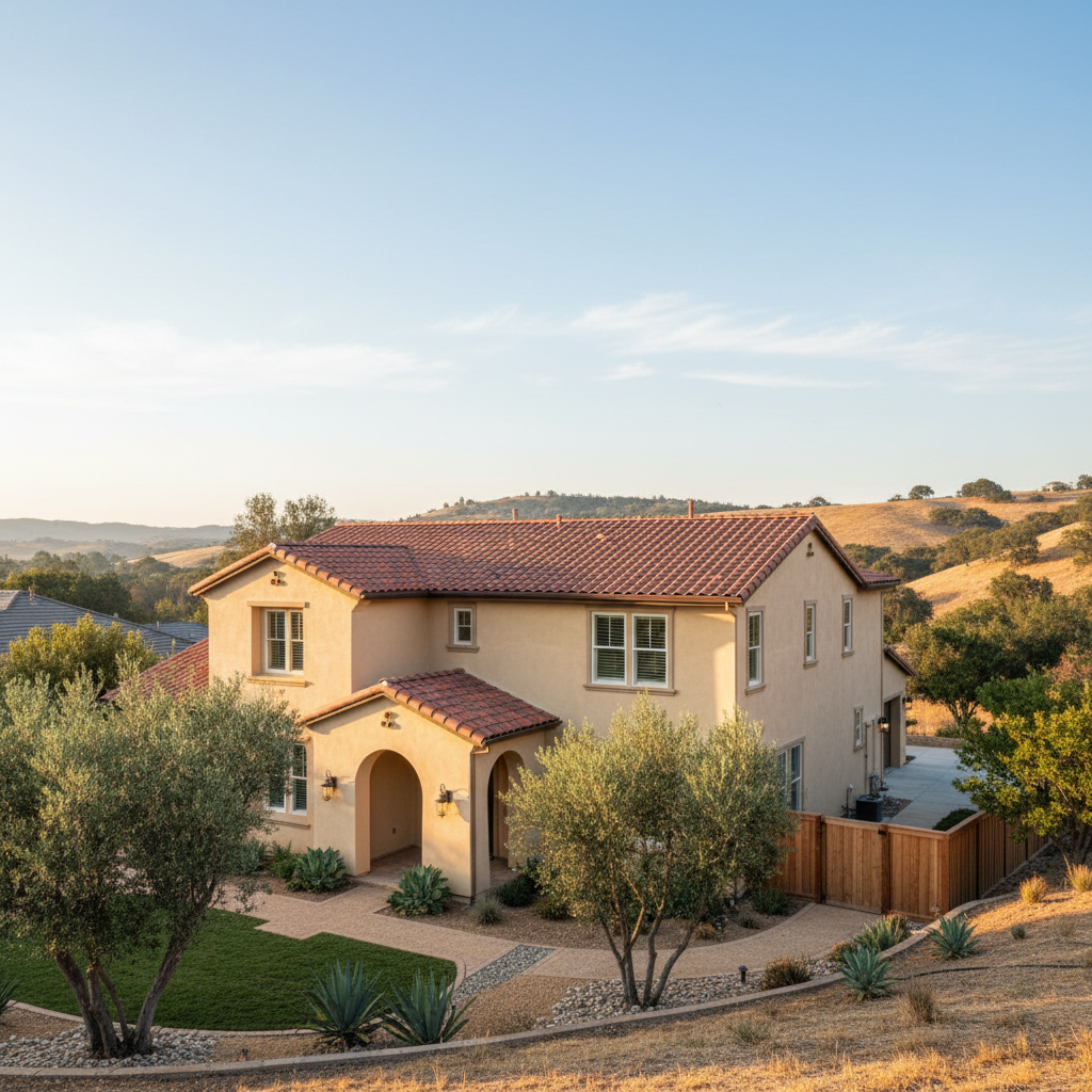 Completed stucco painting work at a residential property in Roseville, CA