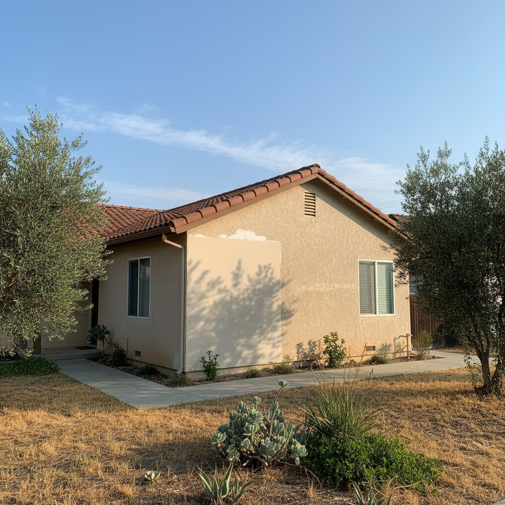 Completed stucco repair work at a residential property in Citrus Heights, CA
