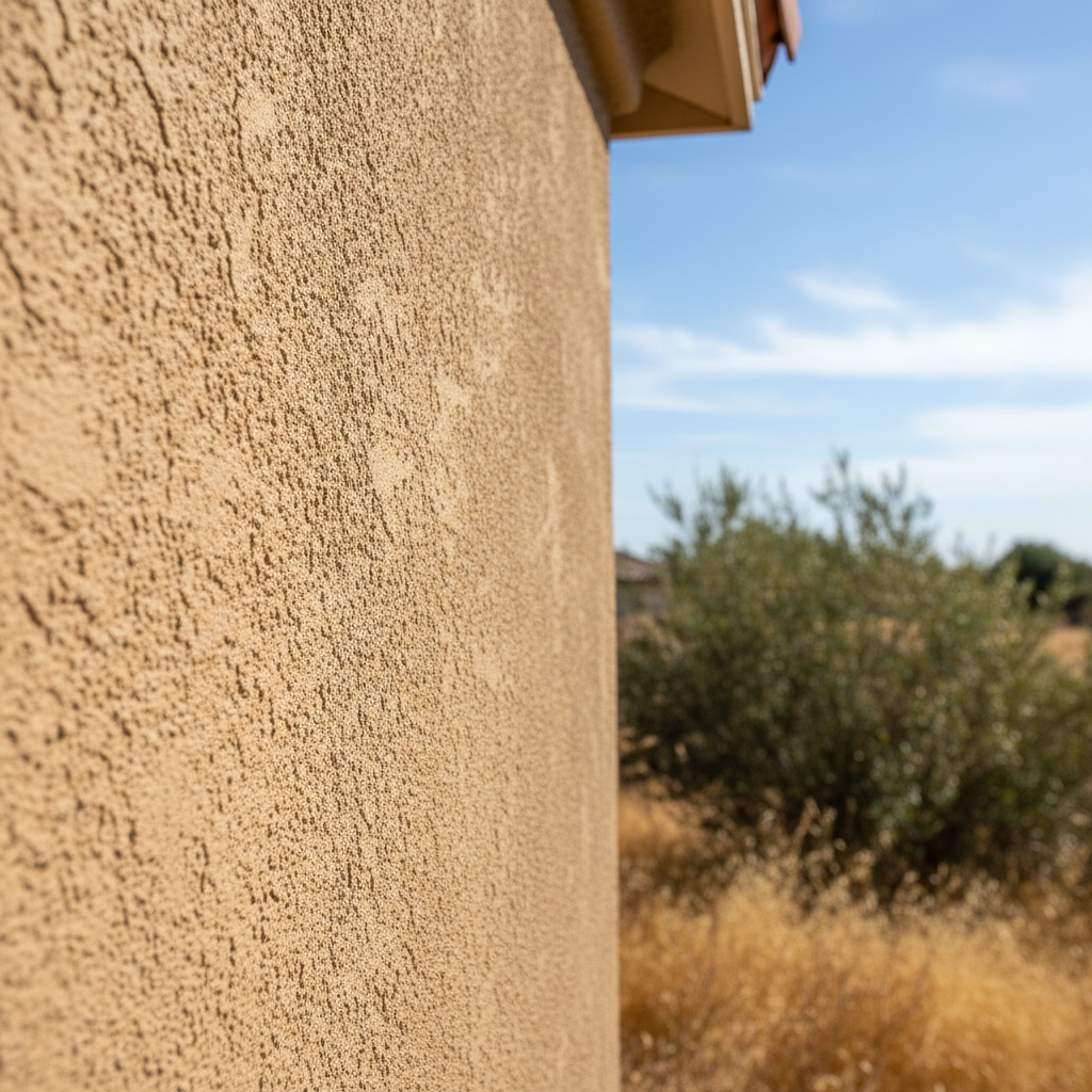 Completed stucco installation work at a residential property in Madera, CA