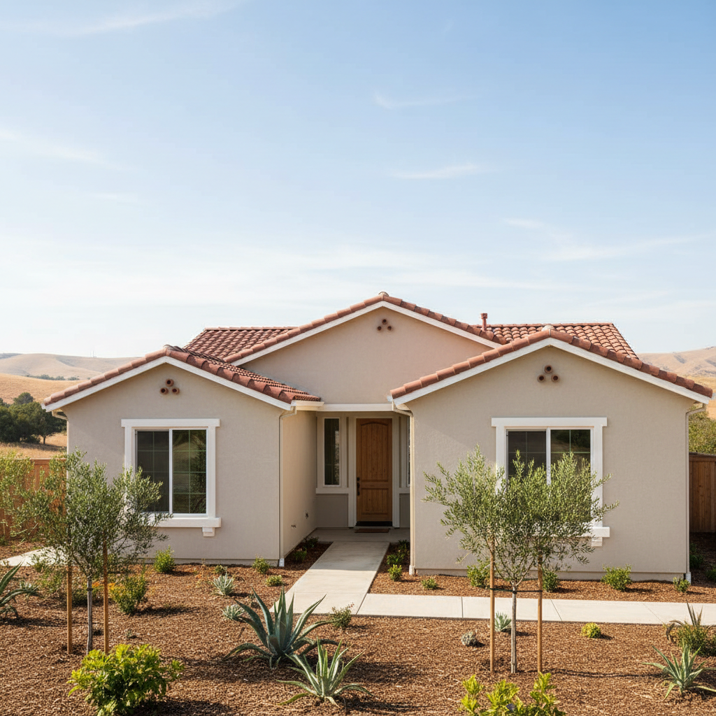 Completed stucco replacement work at a residential property in Madera, CA