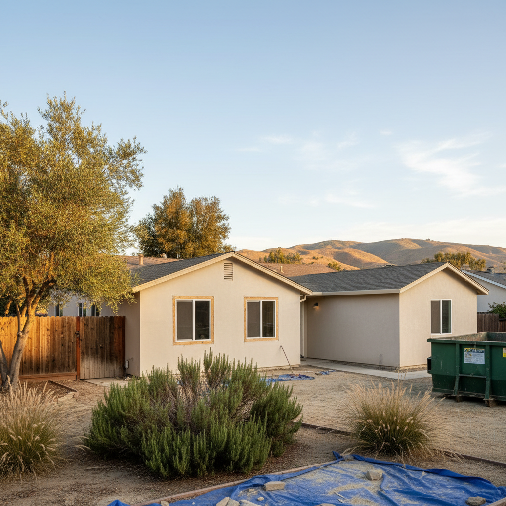 Completed stucco removal work at a residential property in Davis, CA