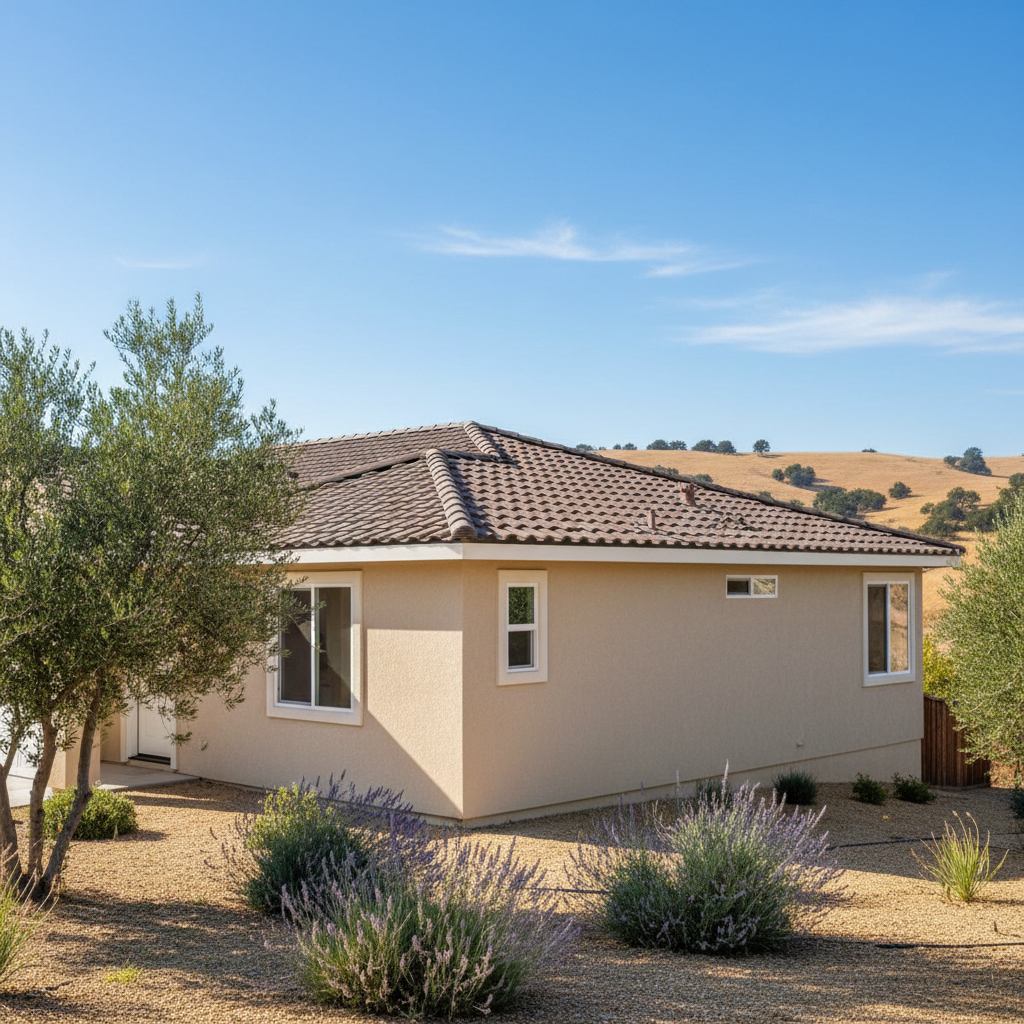 Completed stucco replacement work at a residential property in Clovis, CA