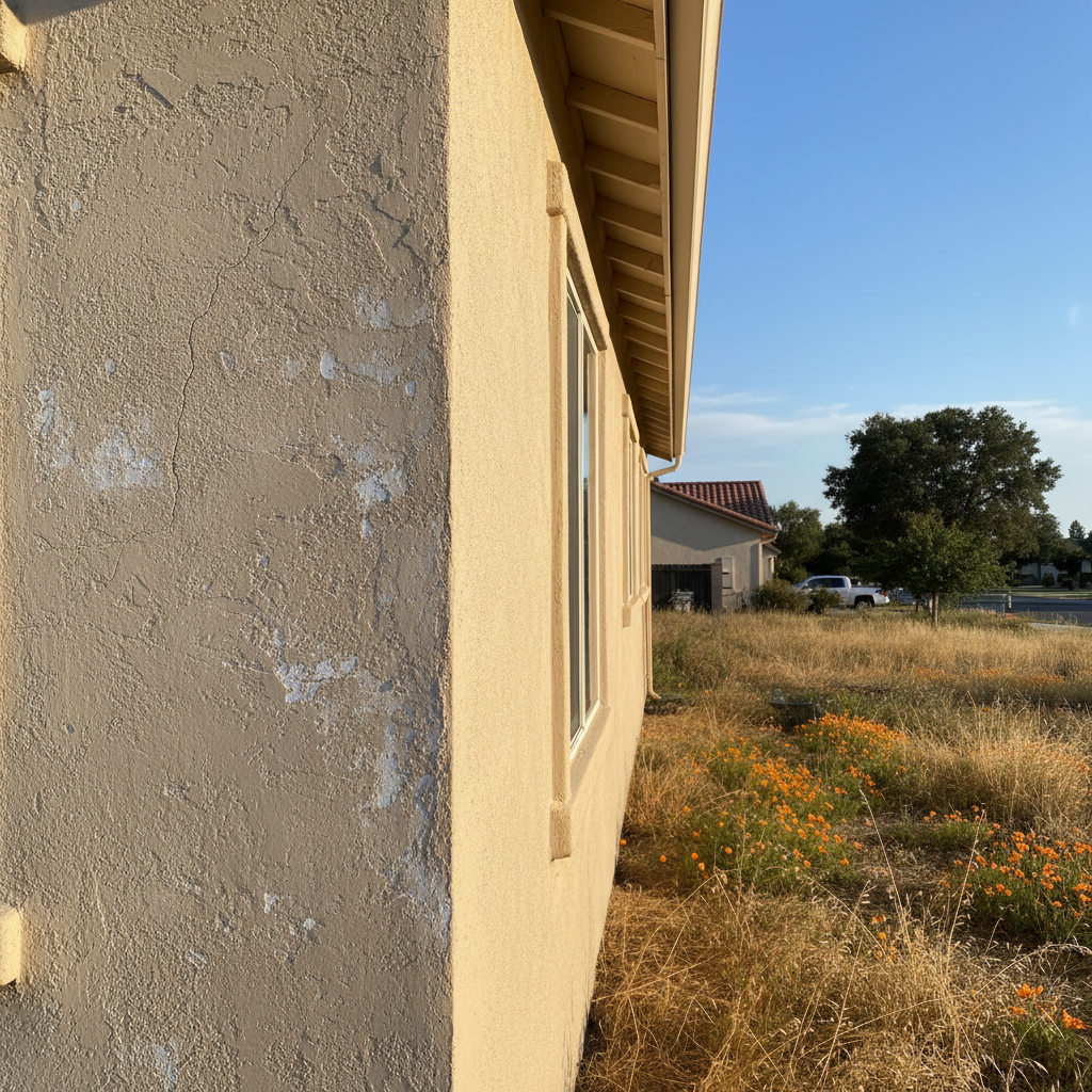 Completed residential stucco work at a residential property in Turlock, CA