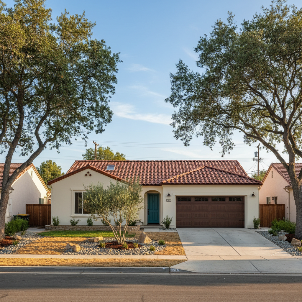 Completed stucco painting work at a residential property in Sacramento, CA