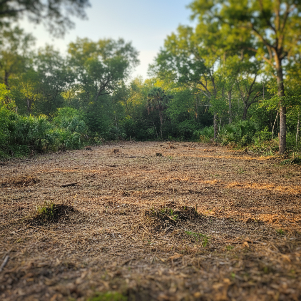 Completed lot clearing work at a residential property in Clermont, FL