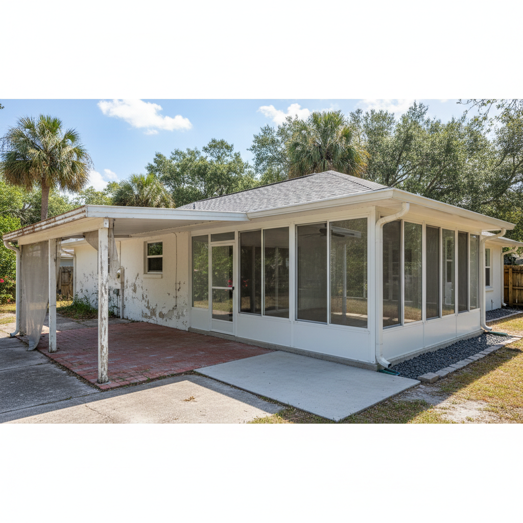 Completed sunroom expansion work at a residential property in Jacksonville, FL