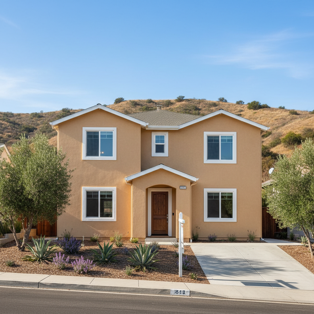 Completed stucco painting work at a residential property in Escondido, CA