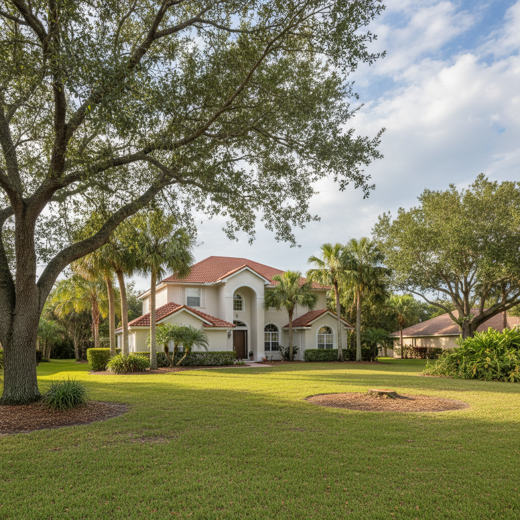 Completed tree removal work at a residential property in Clermont, FL