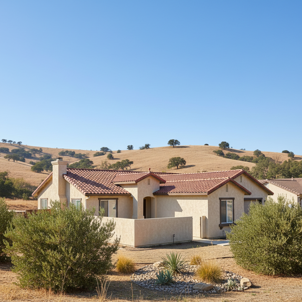 Completed stucco installation work at a residential property in Madera, CA