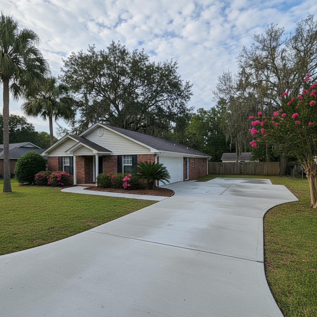 Completed concrete flatwork work at a residential property in Jesup, GA