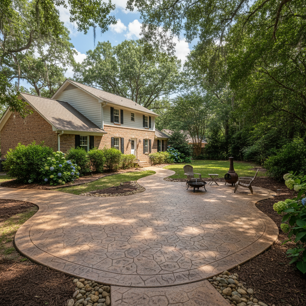 Completed decorative concrete work at a residential property in Jesup, GA