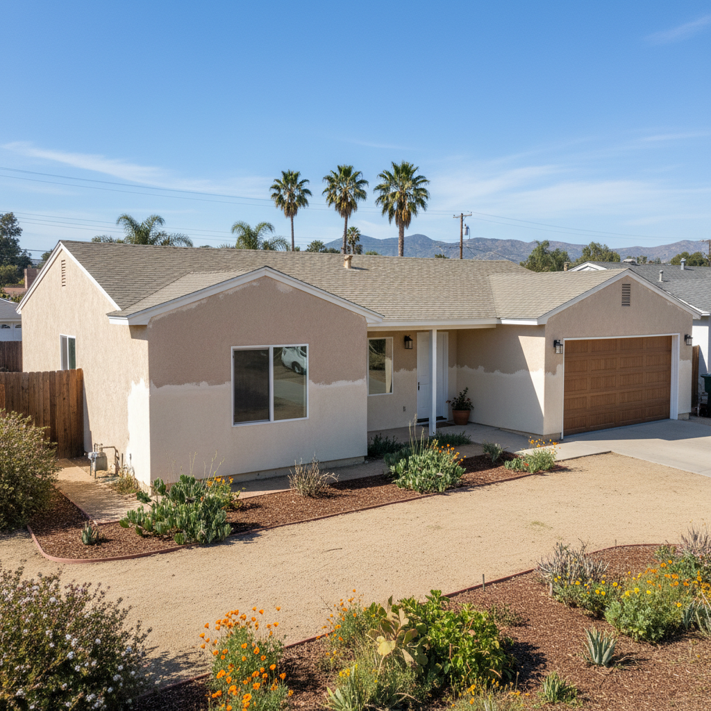 Completed stucco repair work at a residential property in National City, CA