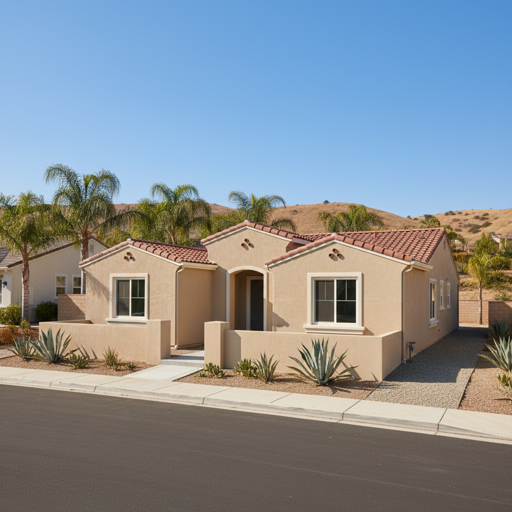 Completed residential stucco work at a residential property in Escondido, CA