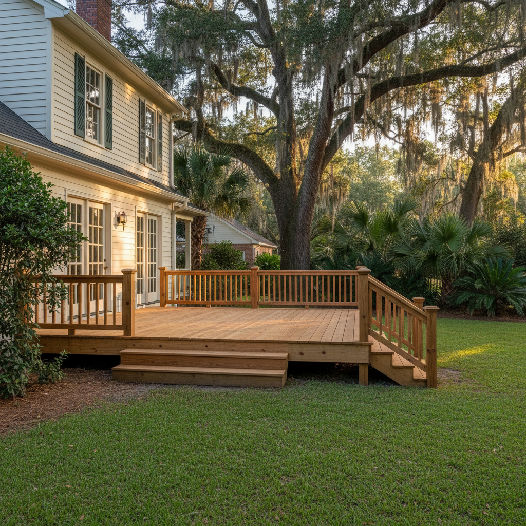 Completed deck repair work at a residential property in Savannah, GA