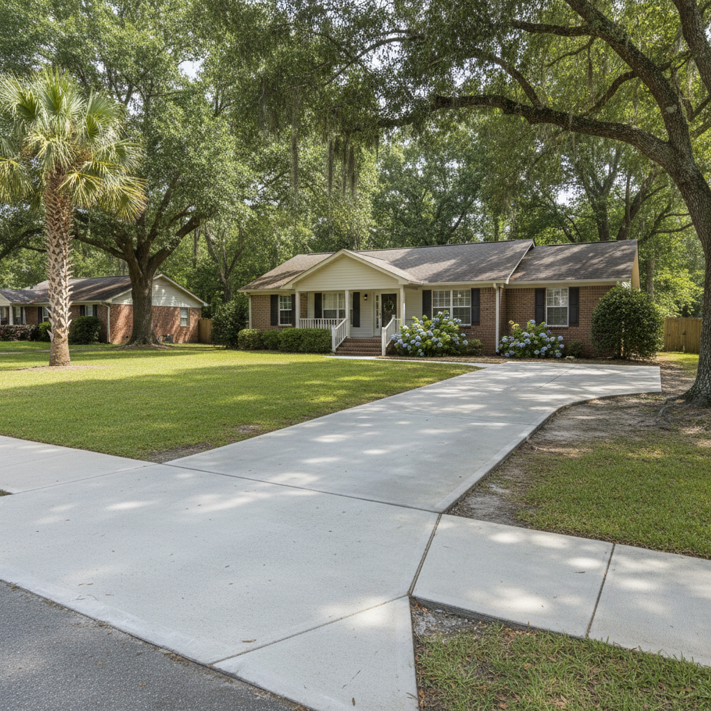 Completed concrete repair work at a residential property in Jesup, GA