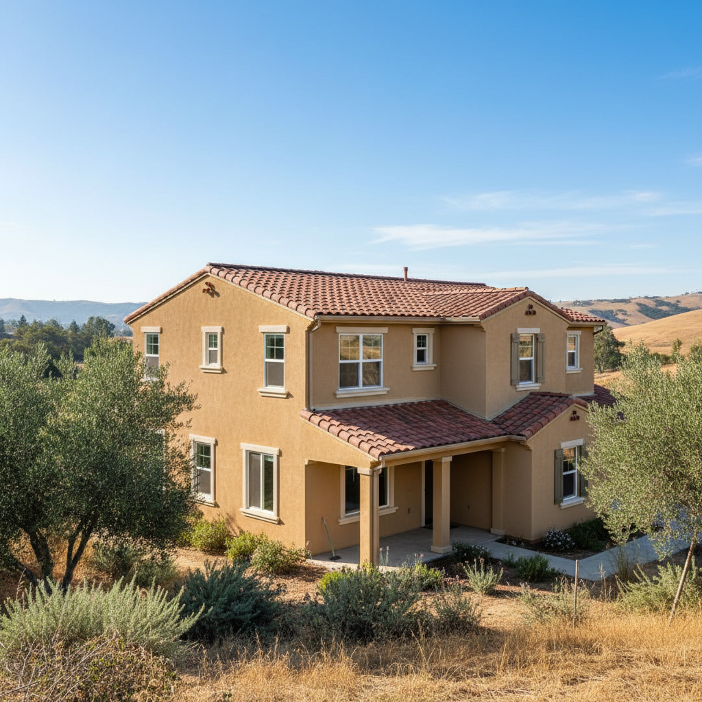 Completed stucco installation work at a residential property in Fairfield, CA